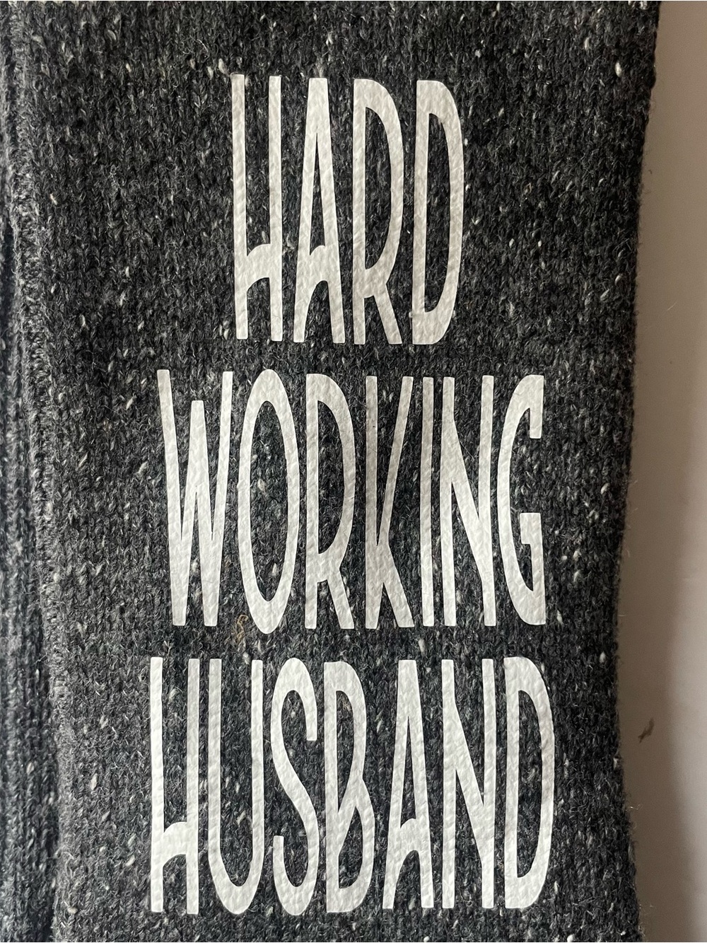 'Hard Working Husband' Crew Socks - Black/Cream - Picture 3 of 5